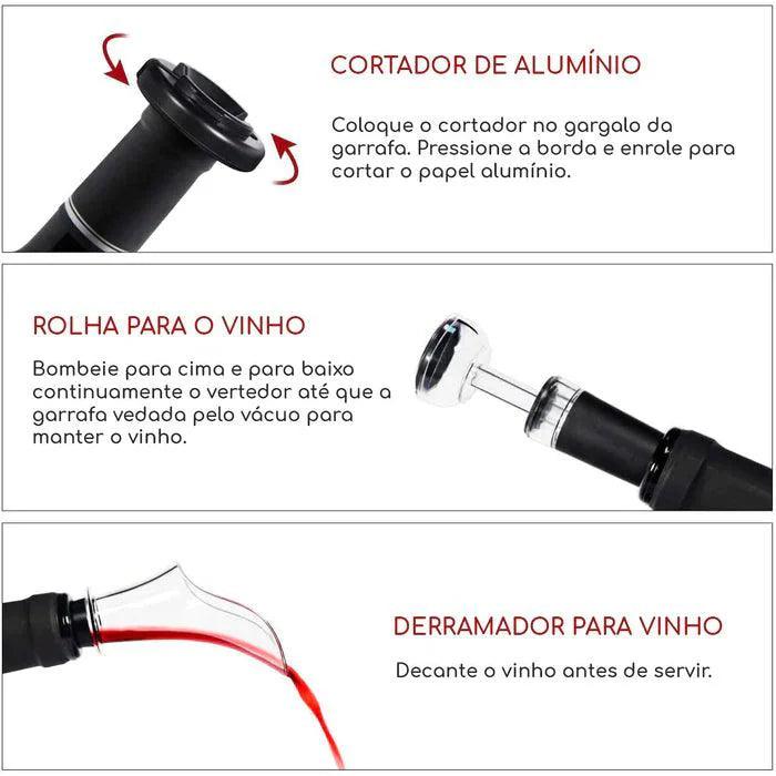 Wine Pro® Abridor de Vinho Elétrico + 3 Brindes - Lemon Store